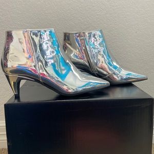 BP Major Pointy Toe Silver Kitten heel bootie boots
